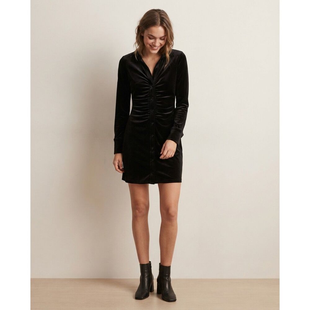 NIA Laurel Velvet Mini Shirt Dress Dark Romance Vampire Gothic Night Out Club XS